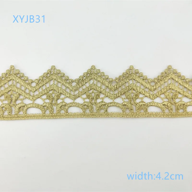XYJB31 2 ярда Высокое качество Золотая кружевная лента вышитая для шитья украшения африканская кружевная ткань кружевная отделка XYJB26-31 - Цвет: XYJB31
