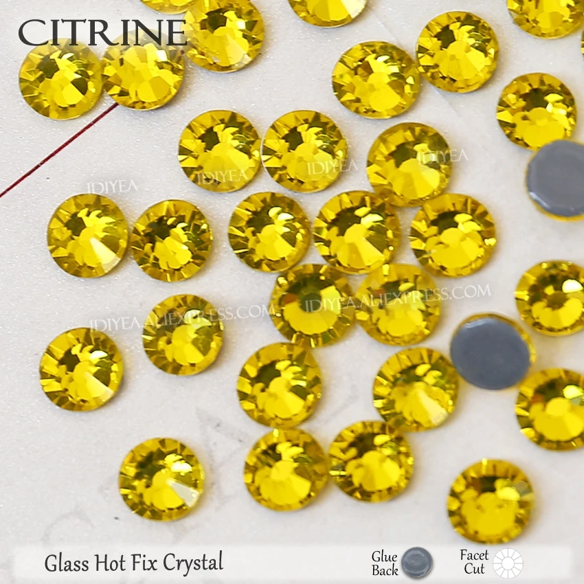 Стразы цитрина горячей фиксации для рукоделия платья одежды с плоским