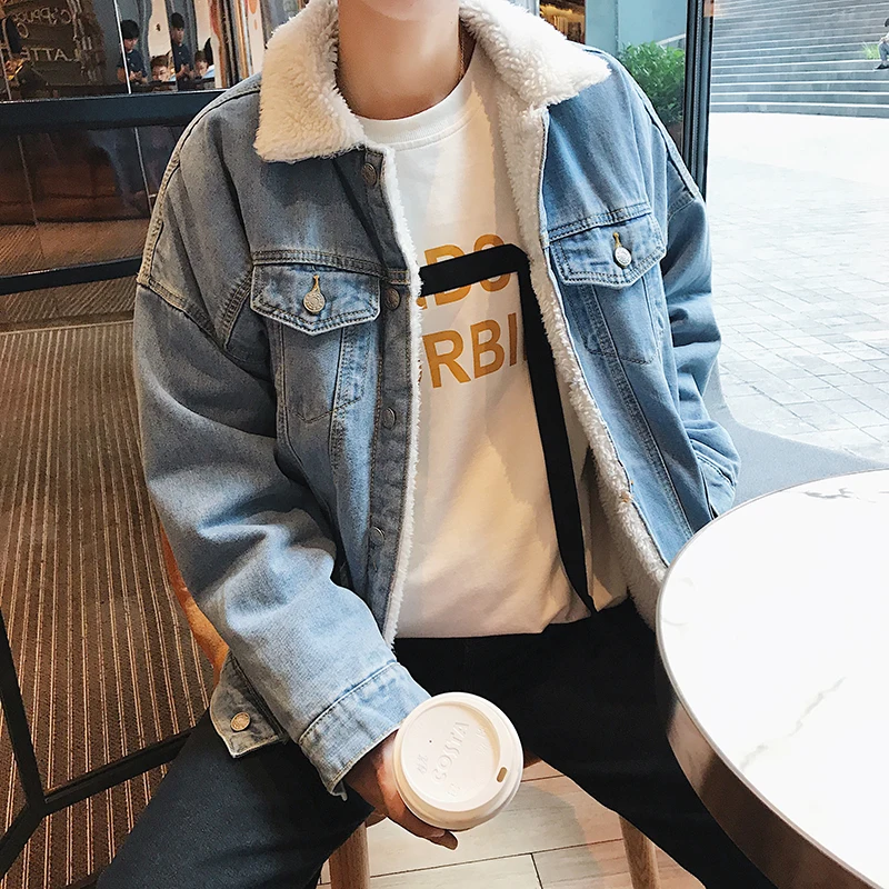 Privathinker 2018 Oversized Winter Thick Lambswool Denim Jackets Coat Men Women Warm Autumn Jacket Male Outwear | Мужская одежда