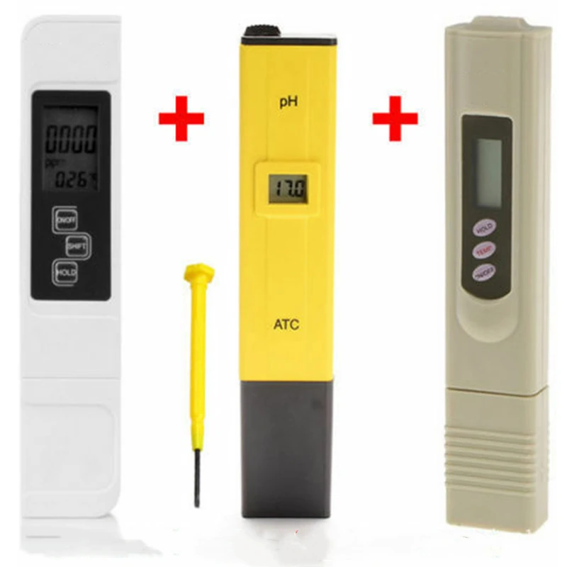 0-9999ppm Water Quality Tester 3pcs Set Plastic Temperature test Lock function Pocket size Purifiers​ Practical | Дом и сад