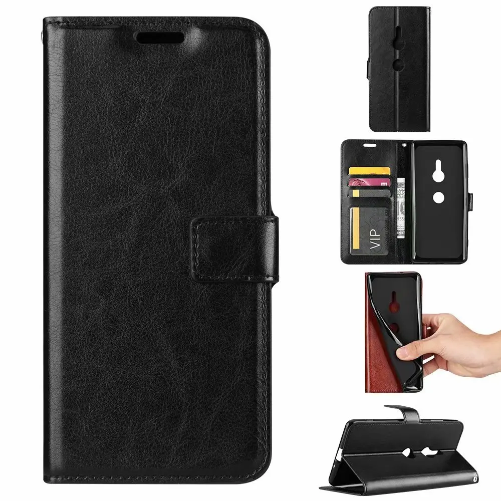 

Кожаный чехол-бумажник Crazy Horse для Sony XZ3 XA2 Plus 100 шт./лот