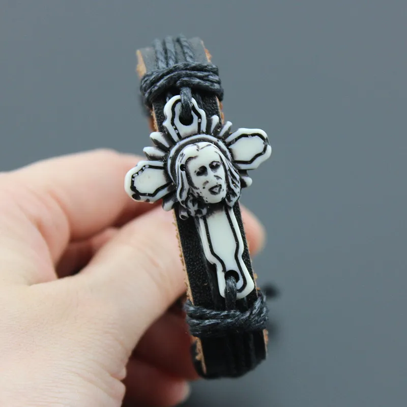 Jesus cross Лидер продаж Для мужчин Для женщин ручной черепаха Surfer кожаный браслет Дружба Обёрточная Бумага браслет подарок MB176 - Окраска металла: Jesus cross