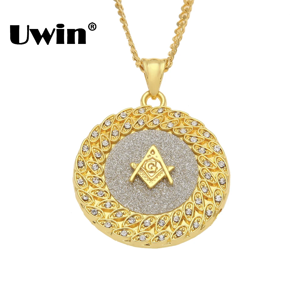 Uwin Sand Blast круглое кубинское ожерелье со стразами золотого и серебряного