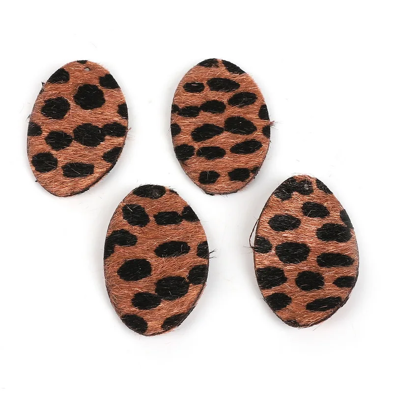 40x25mm 4pcs Модный плед Леопардовый принт искусственная кожа Шарм кулон Овальный капли воды серьги аксессуары для DIY серьги изготовление ювелирных изделий - Цвет: 40x25mm 4pcs