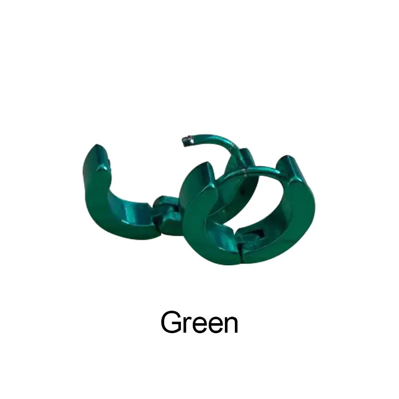 Green Новые модные женские серьги-кольца с цвет серебристый, Золотой Нержавеющая сталь кольца в виде капель с кристаллами в форме Для женщин Для мужчин кольца для ушей клип Цветной круглые серьги - Окраска металла: Green