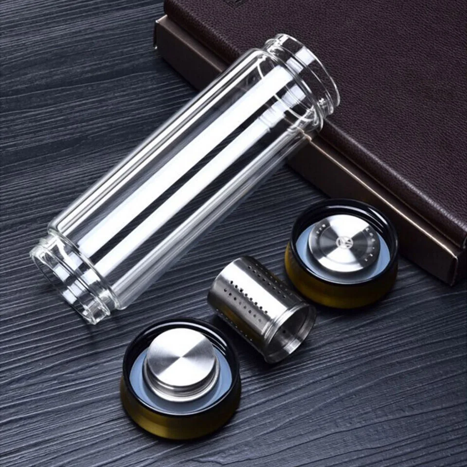 Стеклянная бутылка для воды Transhome с двойными стенками стеклянная заваркой чая 300