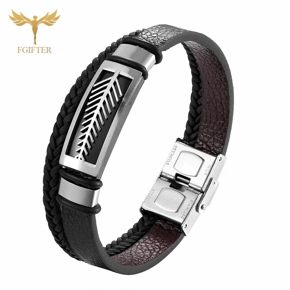 Multi Layer bracelet Модные женские украшения из нержавеющей стали украшение в форме листка Браслеты плетеный кожаный многоярусный браслет манжеты браслеты для мужчин и женщин подарок бижутерия для женщин резинки для плетения браслетов - Окраска металла: Multi Layer bracelet
