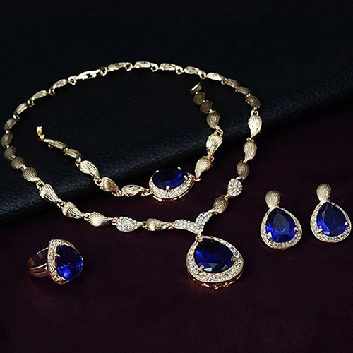 Женская мода стразы кулон ожерелье кольцо браслет серьги комплект ювелирных