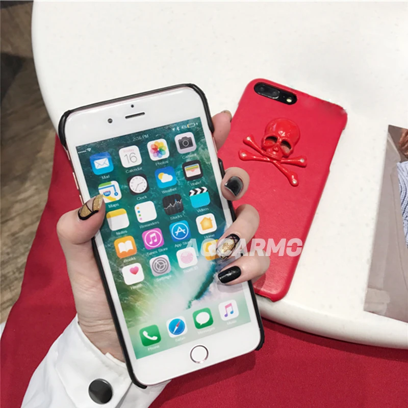 Aocarmo 3d тисненый череп ретро кожаный чехол для задней панели телефона iPhone 6 6S 7 7Plus 8