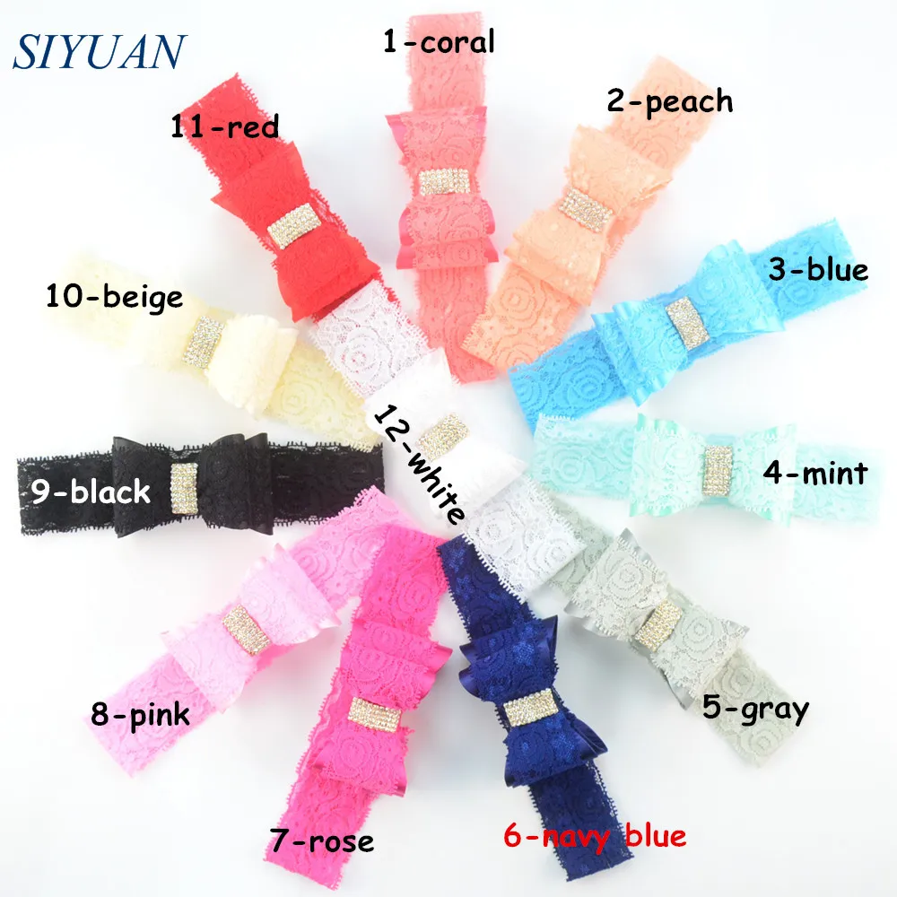 1 шт. эластичная Кружевная повязка на голову из ПВХ 12 цветов|stretchy lace headbands|lace