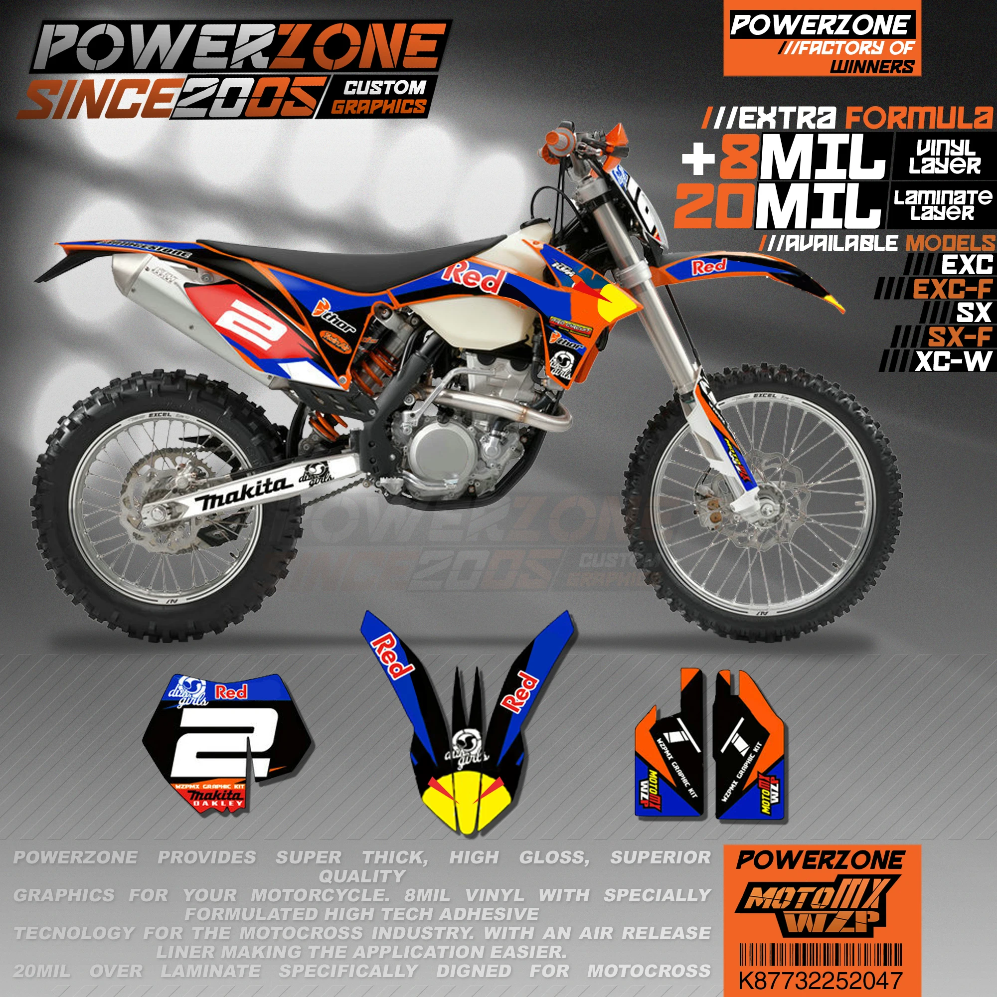 Персонализированные графические фоны PowerZone Team наклейки 3M Набор наклеек для KTM SX SXF