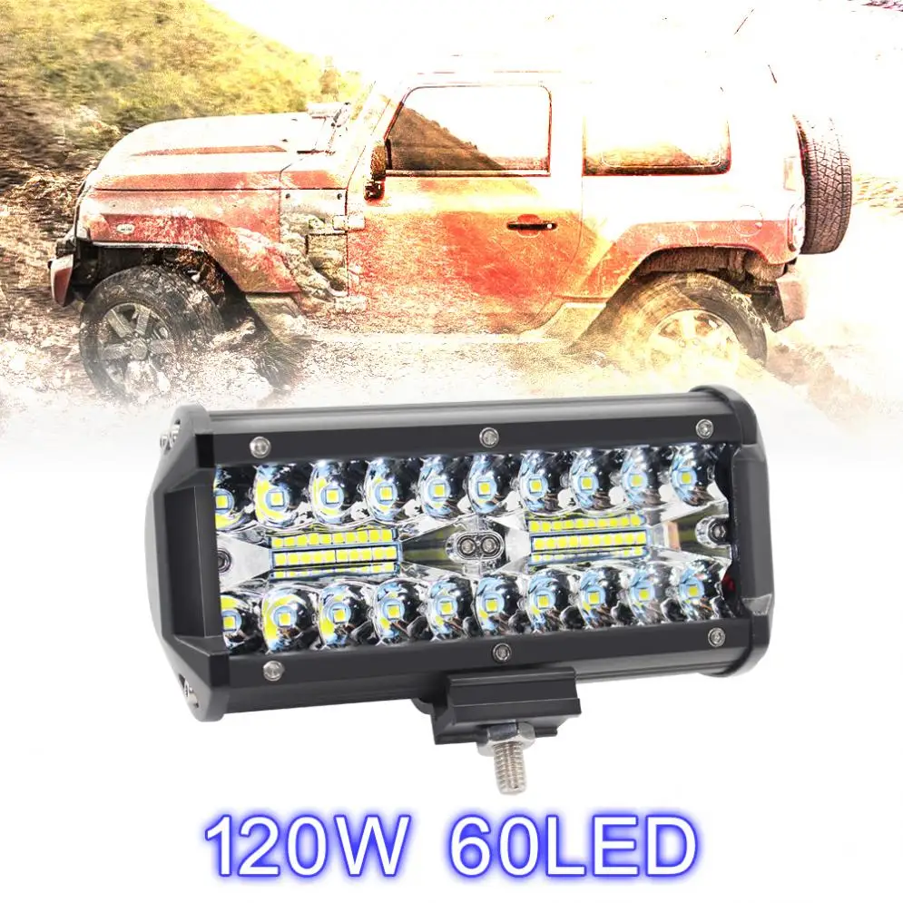 

1Piece 7 Inch 120W 6000K White Waterproof Three Rows Car Working Light LED Bars for Truck/Motorcycle/SUV/ATV/ Car/Boat
