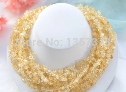 Bjc 000225 10row 17 &quotприрода желтый кристалл цитрин щебня ожерелье (c0323) | Украшения и