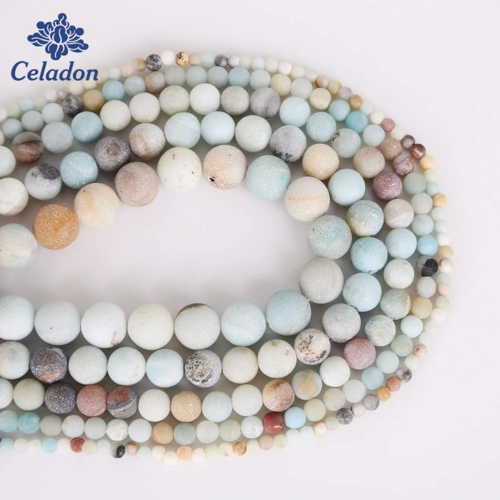 4mm 6mm 8mm 10mm 12mm Matt Natural Amazonite stone beads Bracelet Necklace Forest Loose Round For jewelry Making | Украшения и
