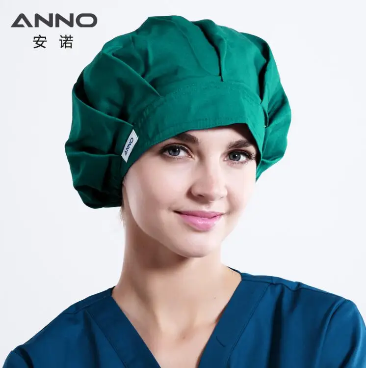 A-MoLv-Cap ANNO сплошной цвет шапочка для больницы медицинская шапочка одноразовые рабочие шапки для мужчин и женщин буффан скраб защитные колпачки хлопок хирургическая шапочка - Цвет: A-MoLv-Cap