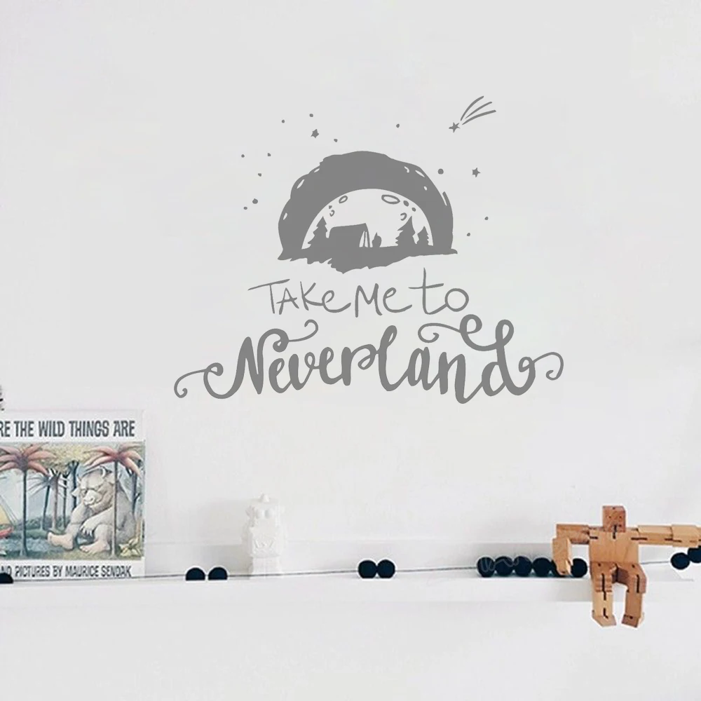 Мультяшная цитата для детской комнаты Настенный декор наклейка Take Me to Neverland Boys