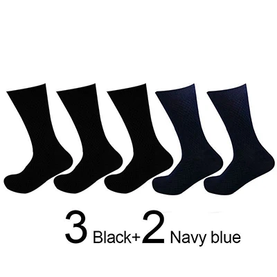 3 Black2 Navy blue MWZHH Мужские бамбуковые носки, черные дышащие дезодорирующие мужские носки, высокое качество, деловые носки, длинные, Размер 40-46 - Цвет: 3 Black2 Navy blue