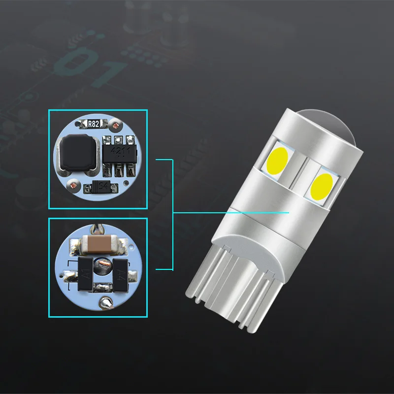 NAO W5W светодиодный яркий T10 светодиодный светильник 5 SMD 3030 для салона автомобиля 1,6 W 186 194 12V COB 6000K белый Янтарный габаритный фонарь
