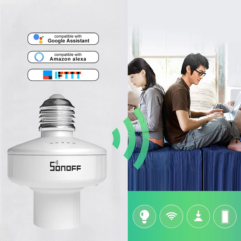 E27 Sonoff R2 RF 433MHz Wifi умный светильник держатель WiFi светильник держатель лампы RF приемник ios/android телефон приложение лампочка с дистанционным управлением