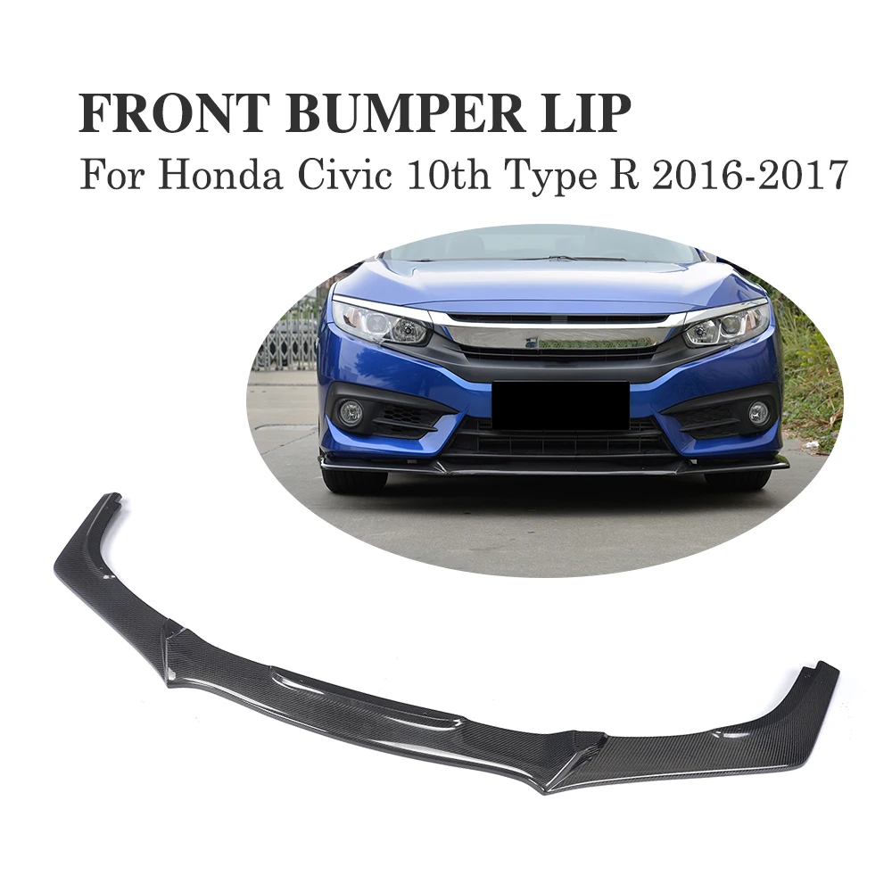 

Front Bumper Lip Spoiler Body Kit Case for Honda for Civic 10th Type R 2016 2017 American Version Carbon Fiber / PU Black