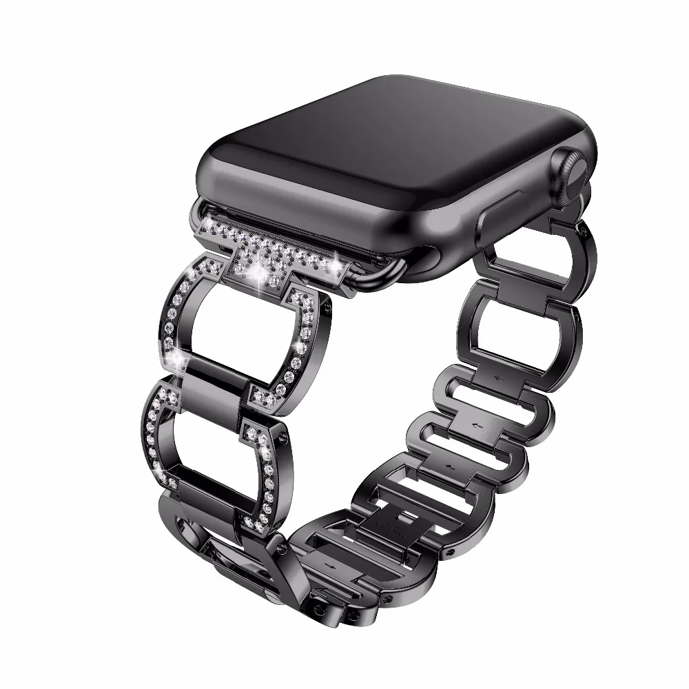 Ремешок из нержавеющей стали для Apple Watch, стразы, бриллиантовые полосы 38 мм, 42 мм, серия 3, 2, 1, для Apple Watch 40 мм, 44 мм, серия 4, 5