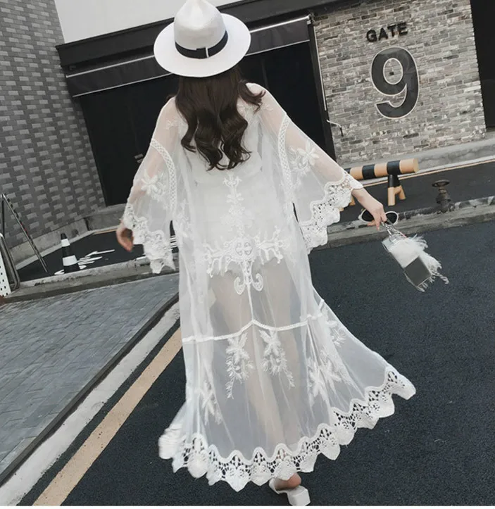2020 Летние повседневные свободные белые кружевные рубашки с вышивкой женские