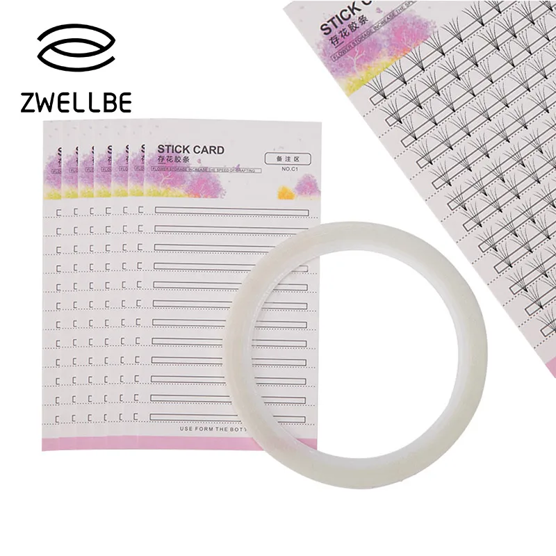 Zwellbe 1 комплект предварительно сделанные вентиляторы объем ресниц хранения карты 2 мм липкие полосы 10 шт. бумажные карты цветущие ресницы расширение Макияж инструмент