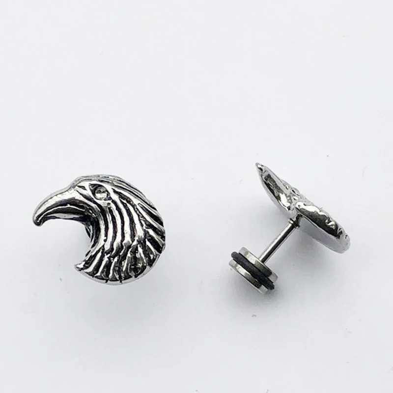 UVW106 2 шт Модные Винтажные серьги-гвоздики из нержавеющей стали с головой орла для