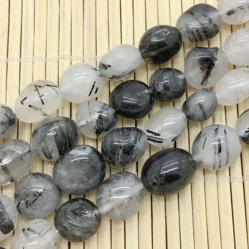 Новинка натуральный черный рутилированный мех кварцевые бусины безгальная