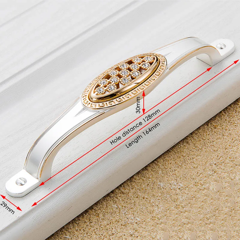 Handle-803-128G KAK хрустальные золотые дверные ручки с бриллиантами, роскошные цинковые ручки для ящика шкафа, европейские ручки для шкафа, мебельные ручки - Цвет: Handle-803-128G