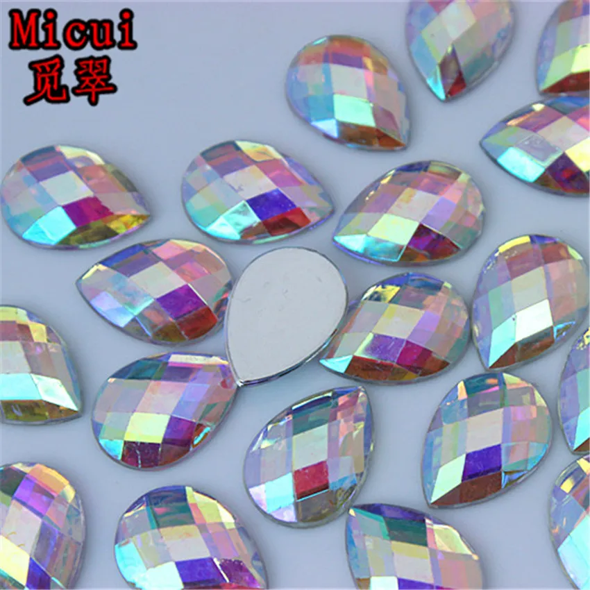 Micui 8*13 мм/10*14 мм/13*18 мм акриловые граненые бусины с плоской задней стороной для