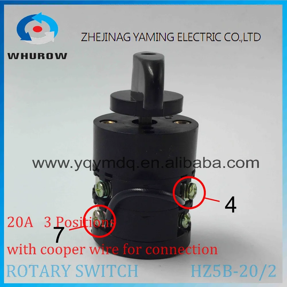 Rotary switch HZ5B-20/2 with cooper wire changeover cam combination Ith 20A Ui 500V 50Hz 2 poles sliver point contacts | Обустройство