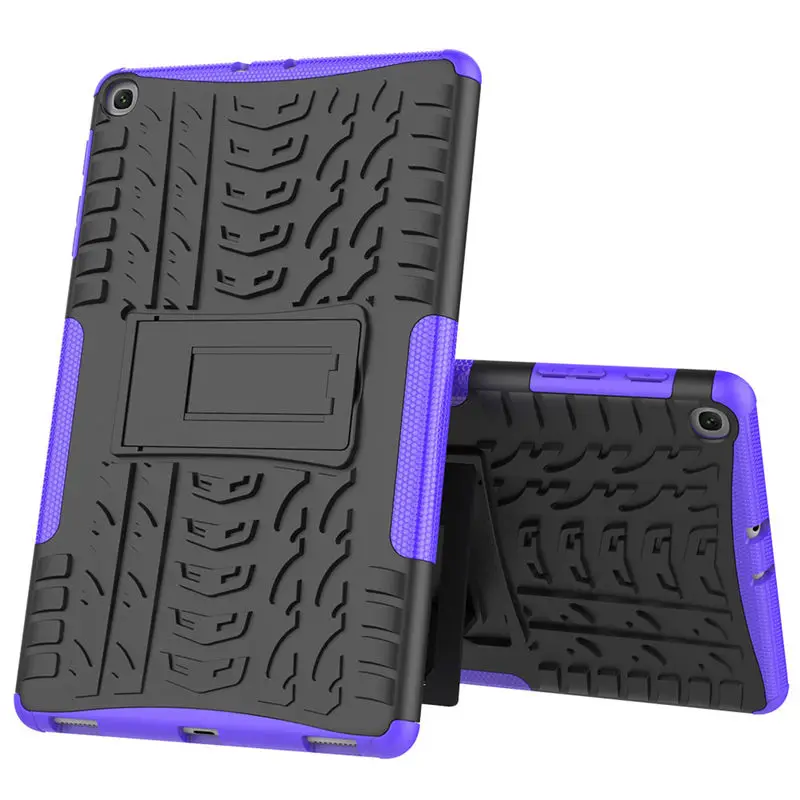 Purple Чехол, противоударный корпус, жесткий резиновый чехол для samsung Galaxy Tab A 10,1 SM-T515/T510, чехол-подставка, чехол T510+ пленка - Цвет: Purple