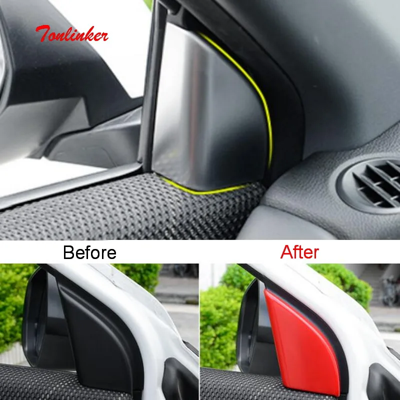 Tonlinker интерьерная передняя дверь окно Коннер крышка наклейка для Honda vezel HRV-19 автомобильный Стайлинг 2 шт. ABS хромированная крышка наклейка