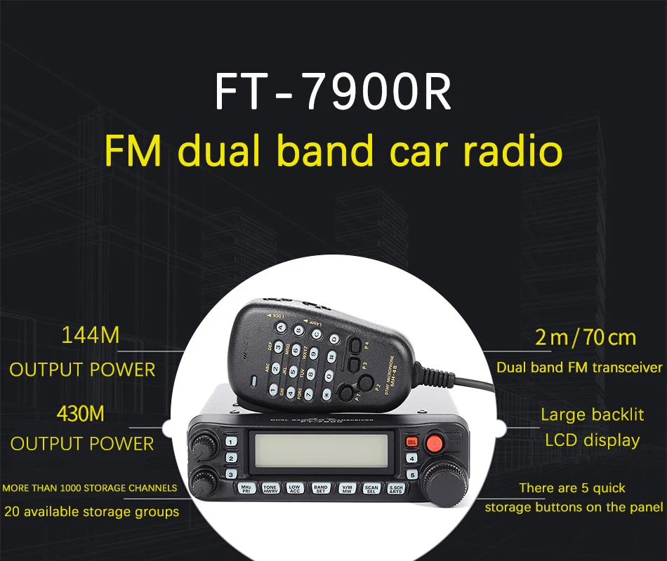 General Yaesu FT-7900R автомобильное мобильное радио двухдиапазонное 10 км двухстороннее радио Автомобильная базовая станция Радио рация приемопередатчик FT7900