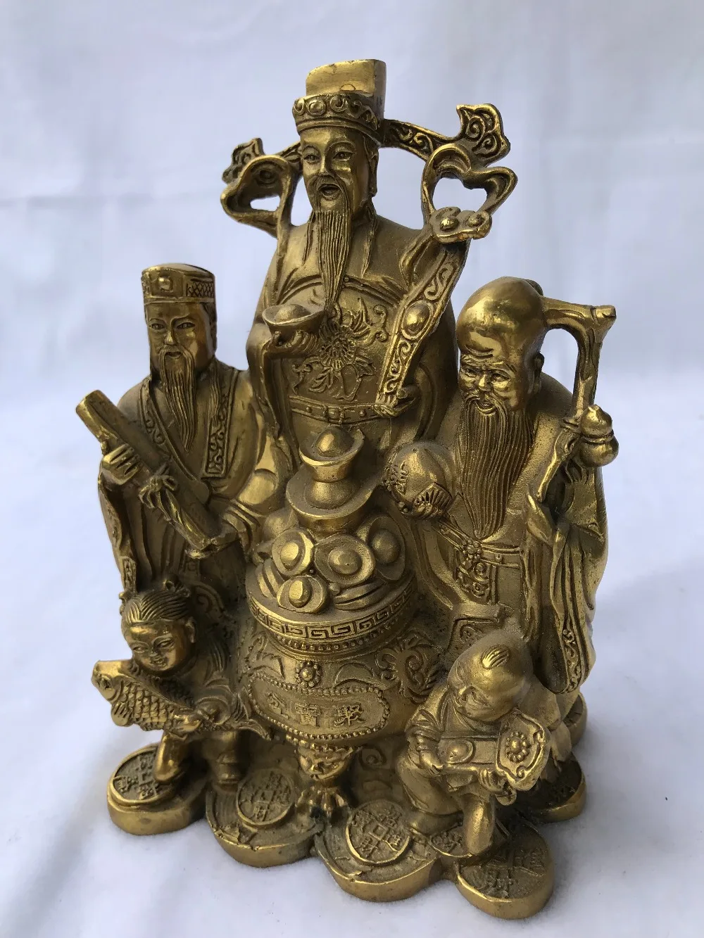 Китайская народная медная статуя счастливого богатства Фу Лу Шу 3 звезды Бог | Дом