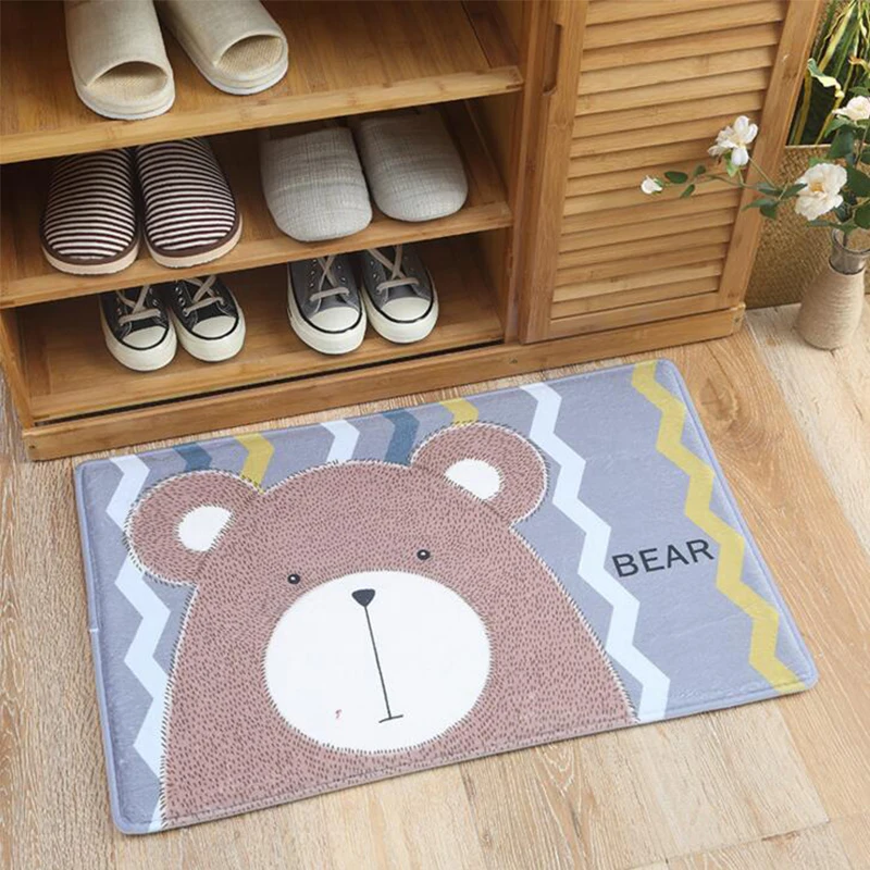 Мультяшный замшевый коврик для гостиной милый кролик лиса медведь печать