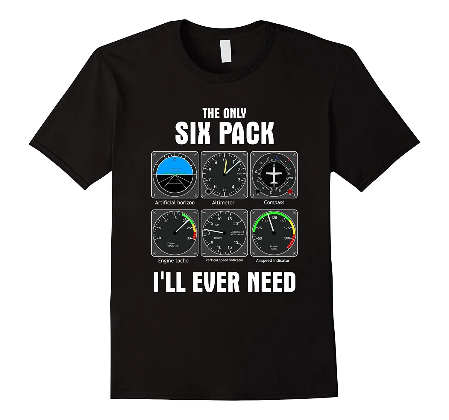 

Top Quality T Shirts Men O Neck Mens The Only Six Pack I'll Ever Need Pilot T-Shirt Print Tee Shirts