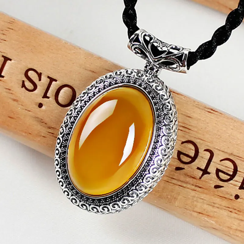 Женское ожерелье с подвеской из серебра 100% пробы халцедоном|gemstone pendant|gemstone silver