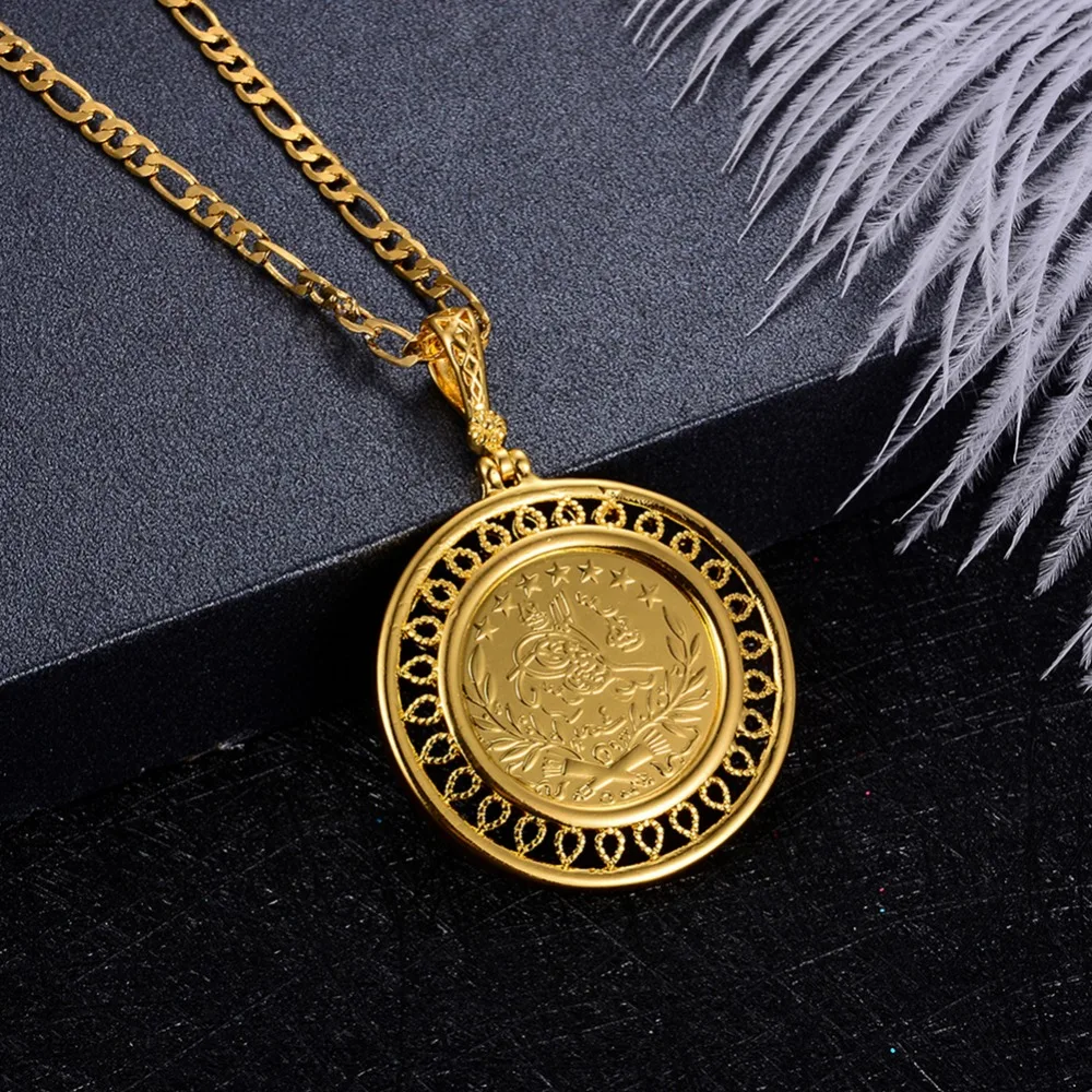 Ожерелье WANDO в виде турецкой монеты для мужчин медные Арабские Ювелирные изделия