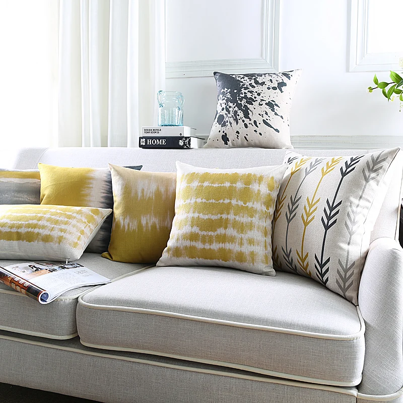 Наволочка для подушки оптом абстрактный серый желтый Водонепроницаемый