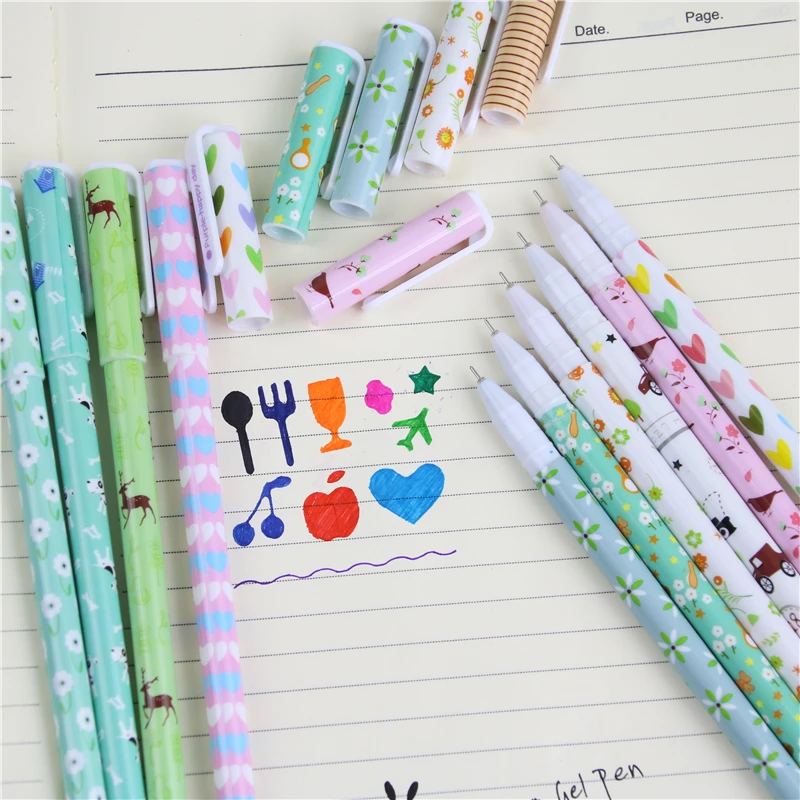10 шт./партия гелевая ручка с цветочным рисунком Kawaii цветные ручки Papelaria канцелярские материалы Escolar школьные принадлежности