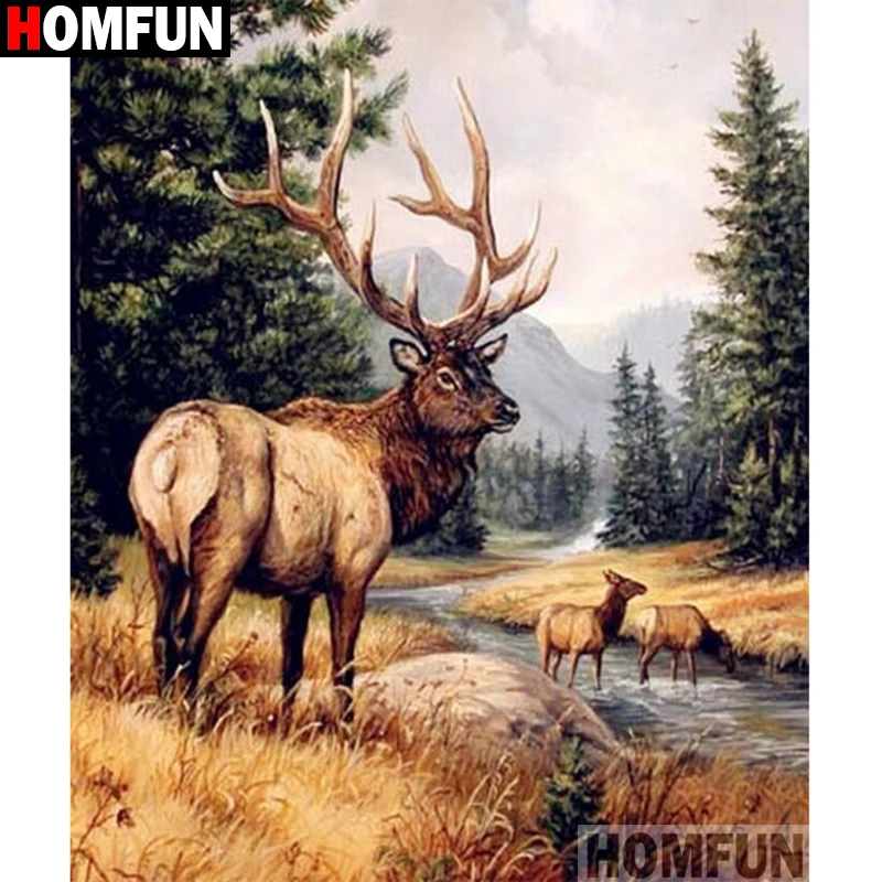 Алмазная живопись HOMFUN A16659 алмазная вышивка Олень с квадратными/круглыми