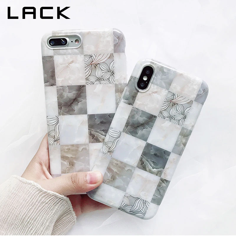 LACK Retro Marble Flowers Phone Case For iphone 6S X 6 7 8 Plus Luxury Soft IMD Cover Fashion Geometric Cases |