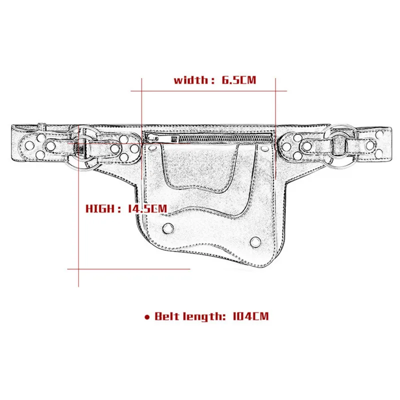 Мужская поясная сумка из искусственной кожи в стиле стимпанк с ремнем через