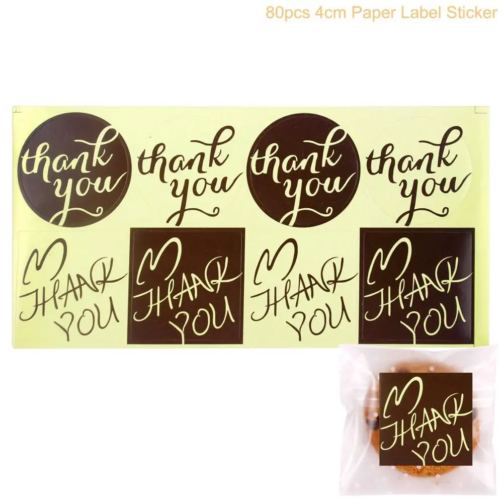 Thank you 4 FENGRISE, маленькие пластиковые пакеты для печенья, прозрачная целлофановая сумка для дня рождения, пластиковые прозрачные подарочные пакеты для печенья - Цвет: Thank you 4