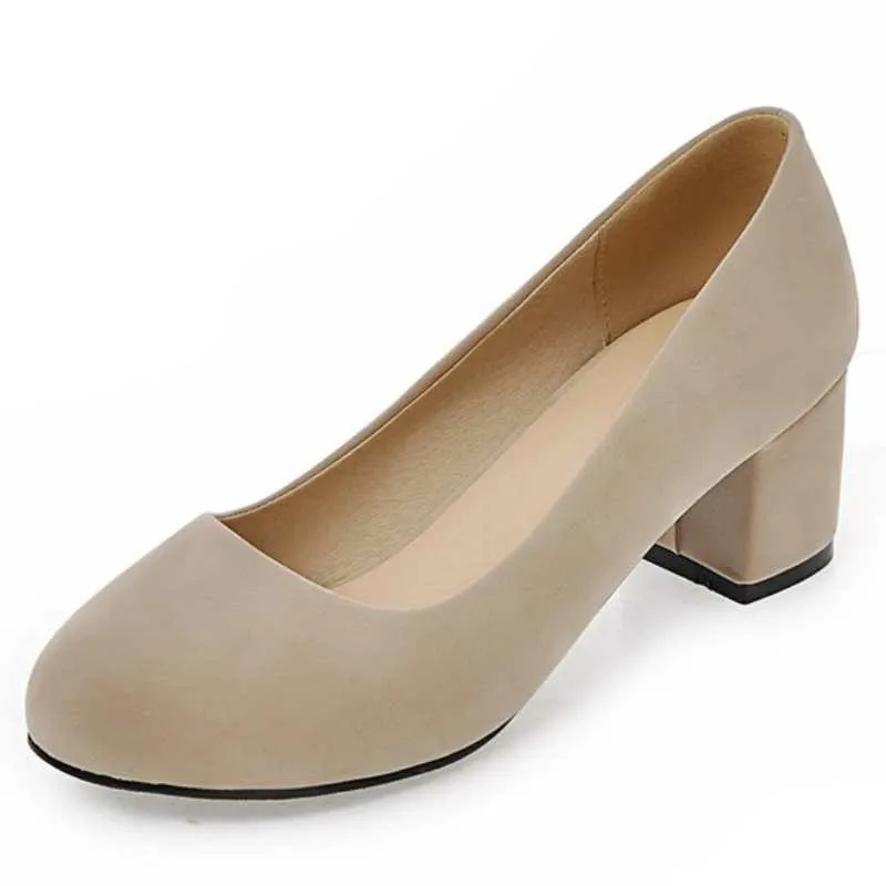 apricot DoraTasia/Большие размеры 32-43, женские туфли-лодочки, модные туфли из органической кожи на квадратном каблуке, женские повседневные модельные туфли, туфли-лодочки из флока на платформе с круглым носком - Цвет: apricot