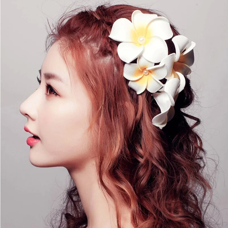 100 шт./лот 11 см цветок из пенополиэтилена белый фланжипана Свадебный зажим для