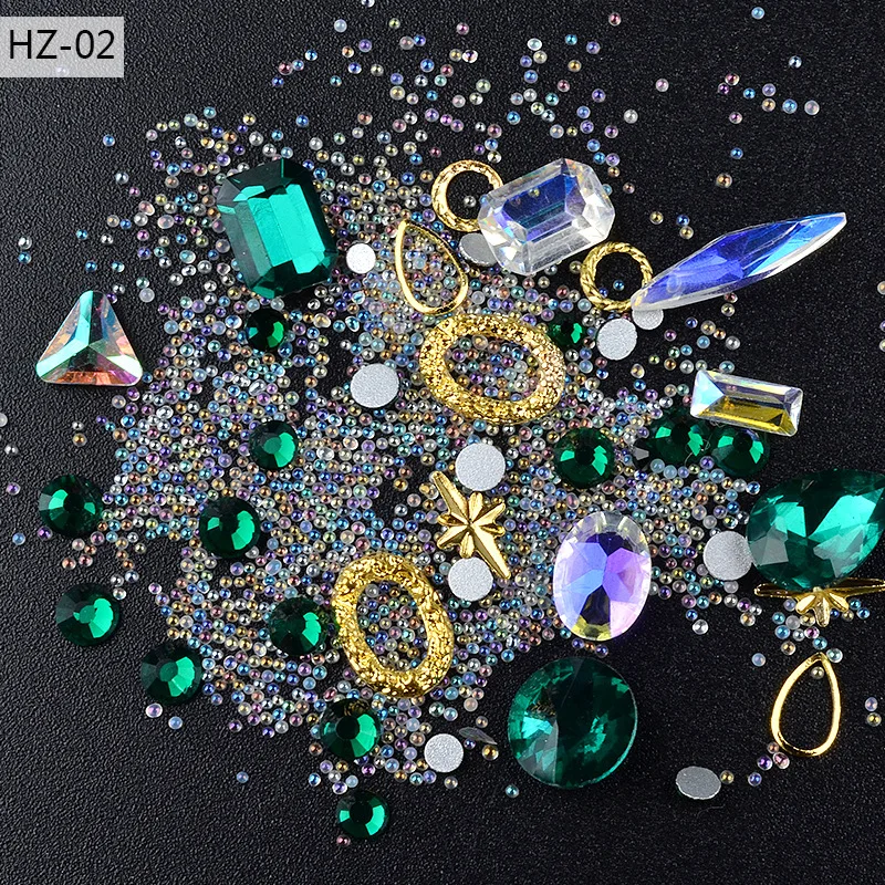 1 Box Mixed Colorful Rhinestones 3D Metal rivets Diamonds Acrylic Crystal Stones Nail Art Decorations Manicure Tools | Красота и
