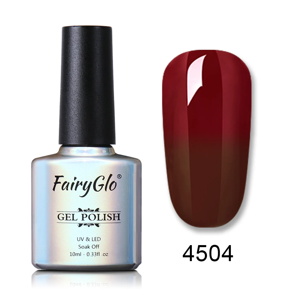 4504 FairyGlo 10 мл винно-красный температурный гель для ногтей УФ светодиодный Гель-лак для ногтей зимний стиль Гель-лак Гибридный лаковый штамп - Цвет: 4504